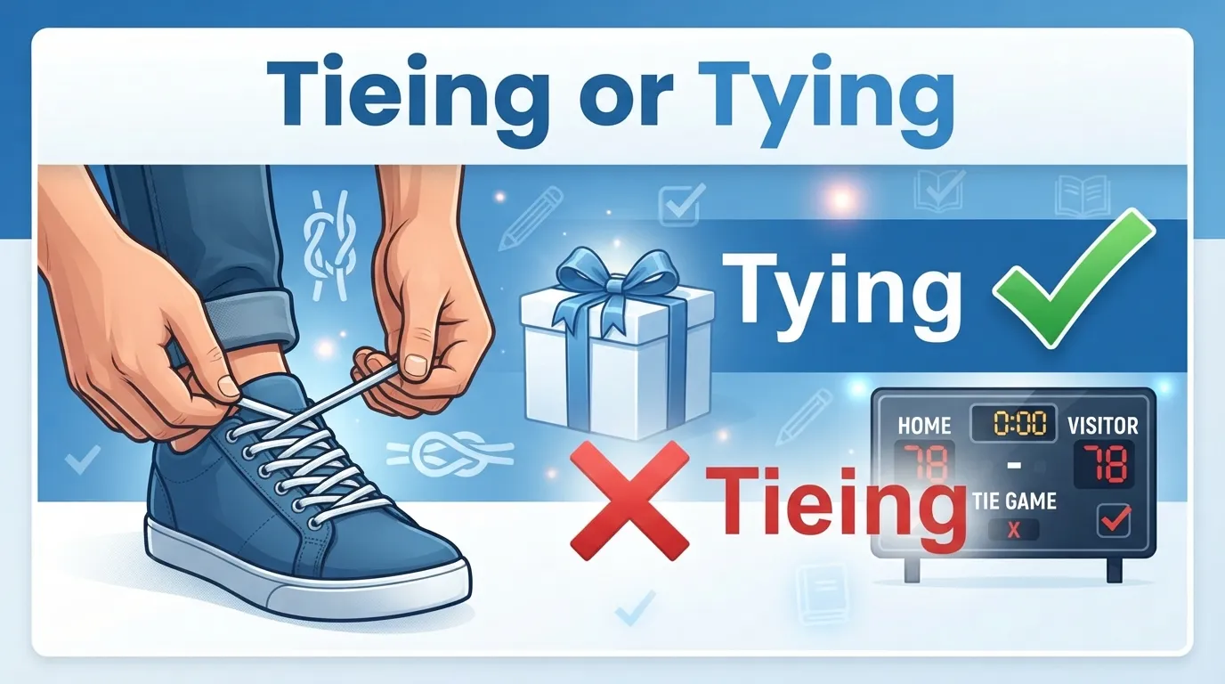 tieing or tying